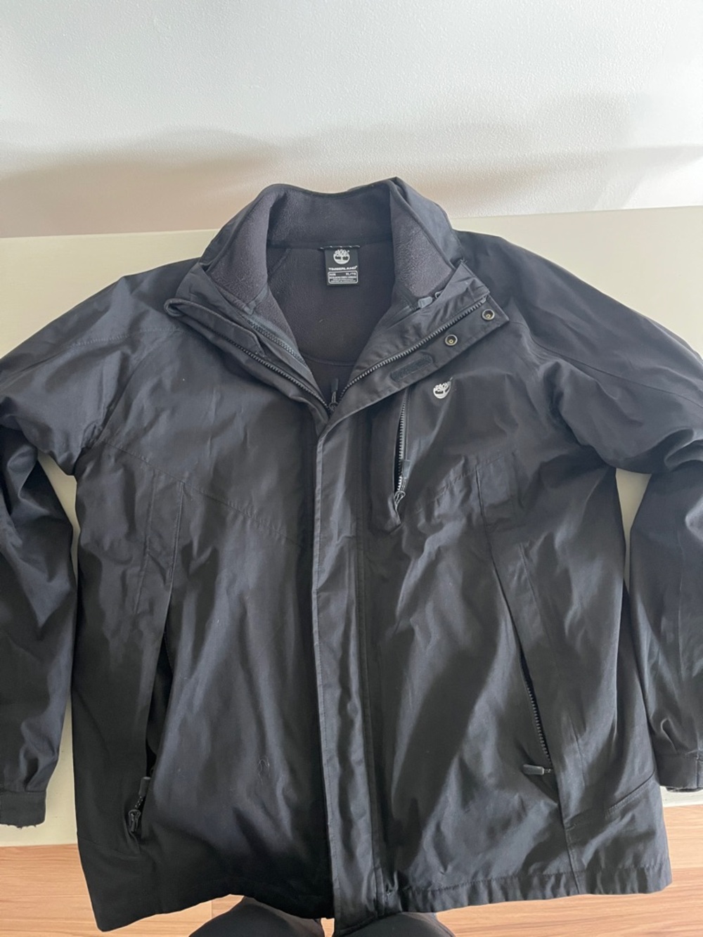 Timberland Men's Black parka with Zip Chest Pocket